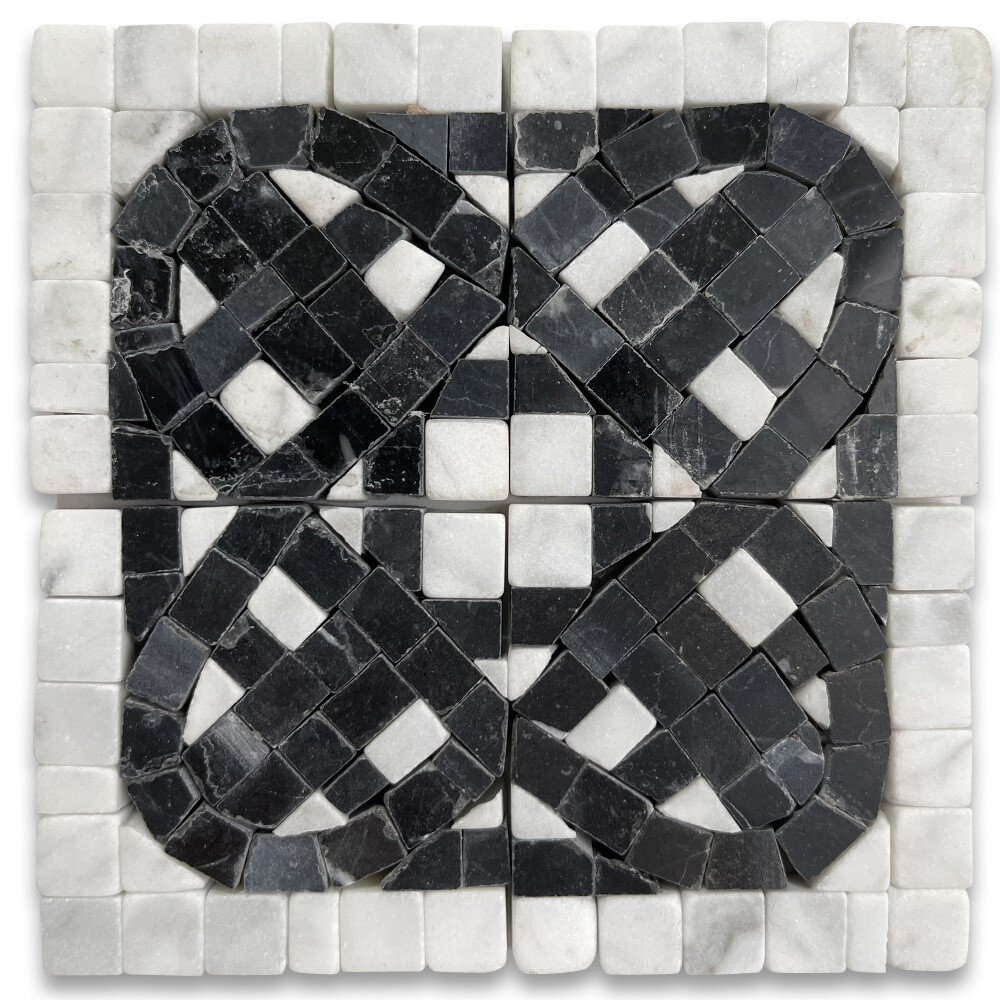 B4661CT Marble Mosaic Border Decorative Tile Quadra Bianco 2.25×2.25 Tumbled
