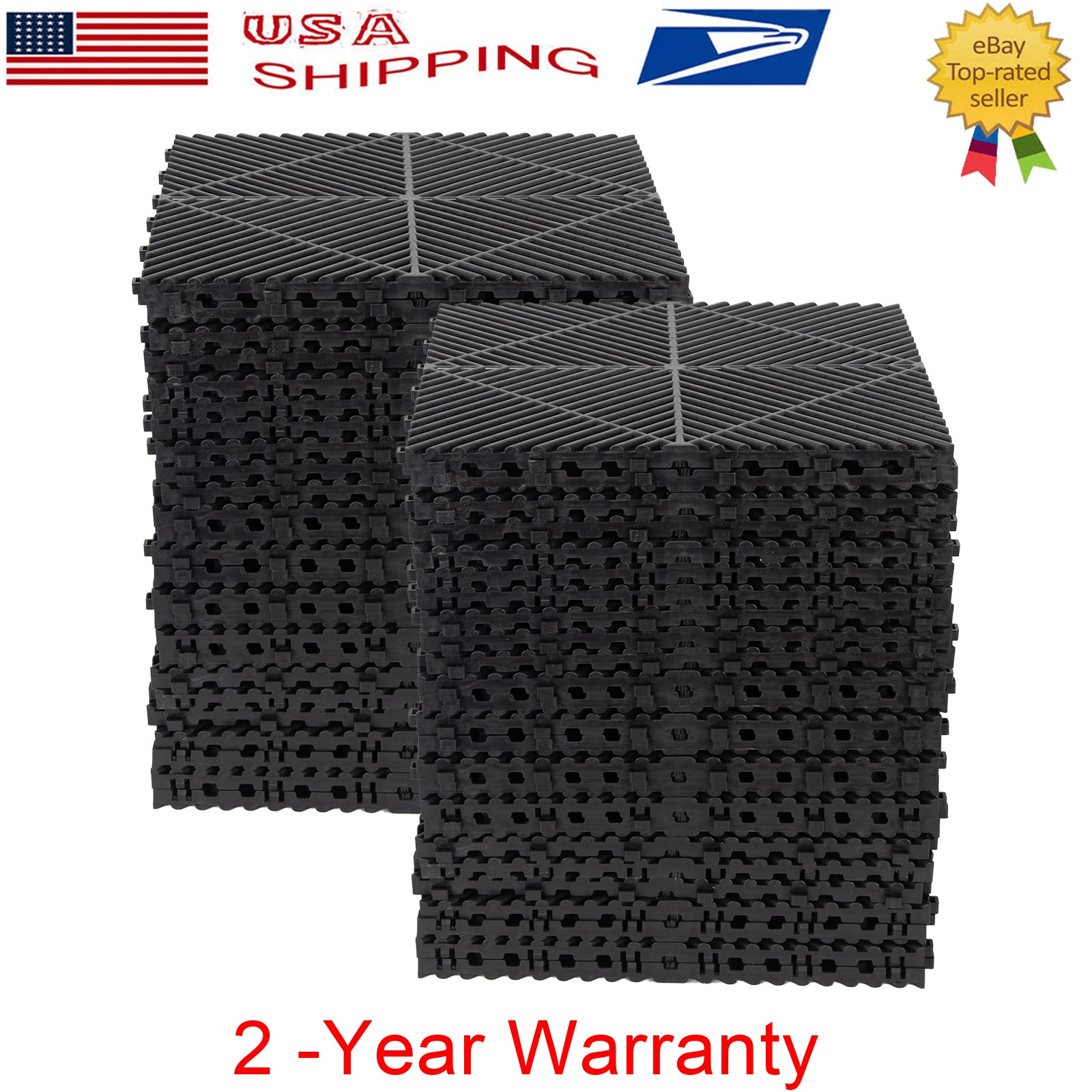 50Pcs Garage Floor Tiles Interlocking PVC 15.75”x15.75” Vented Water Drainage
