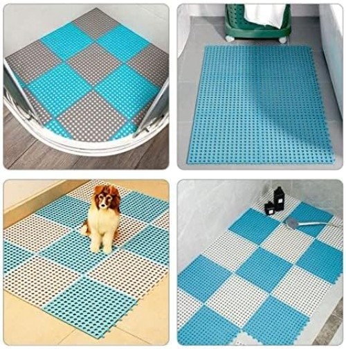12 Pack 11.8″ x 11.8″ Interlocking Floor Tiles with Drain Holes Soft PVC Non …