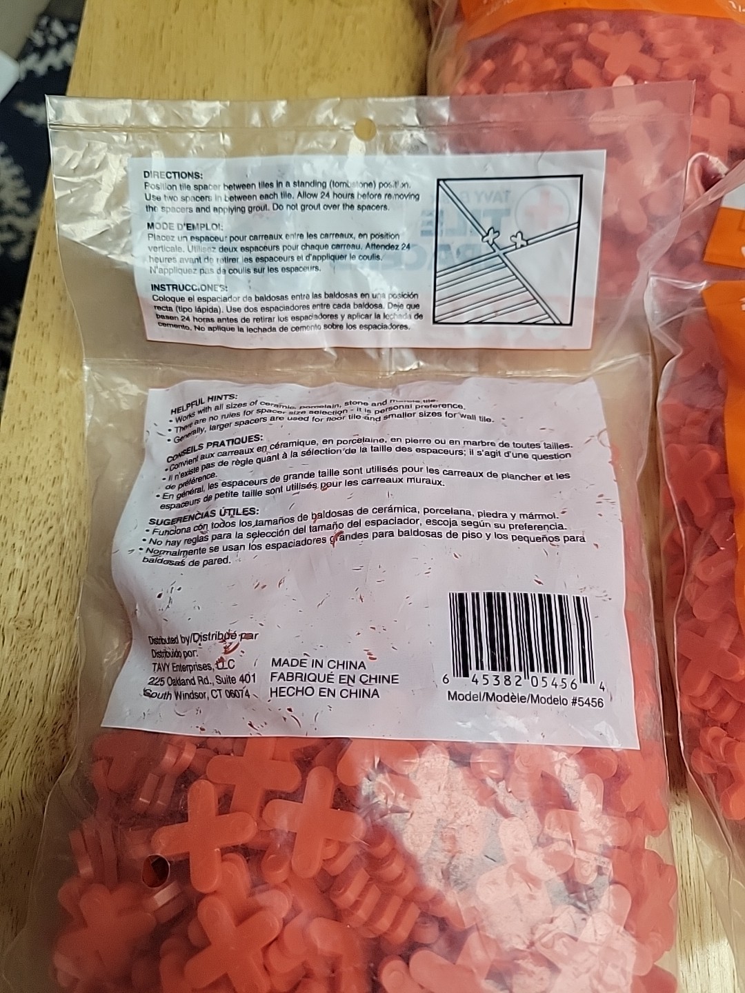 3 Pack NEW Tavy Basix Tile Spacers 1/4″ 6mm 500 Cross Pcs Plastic Tiling Install
