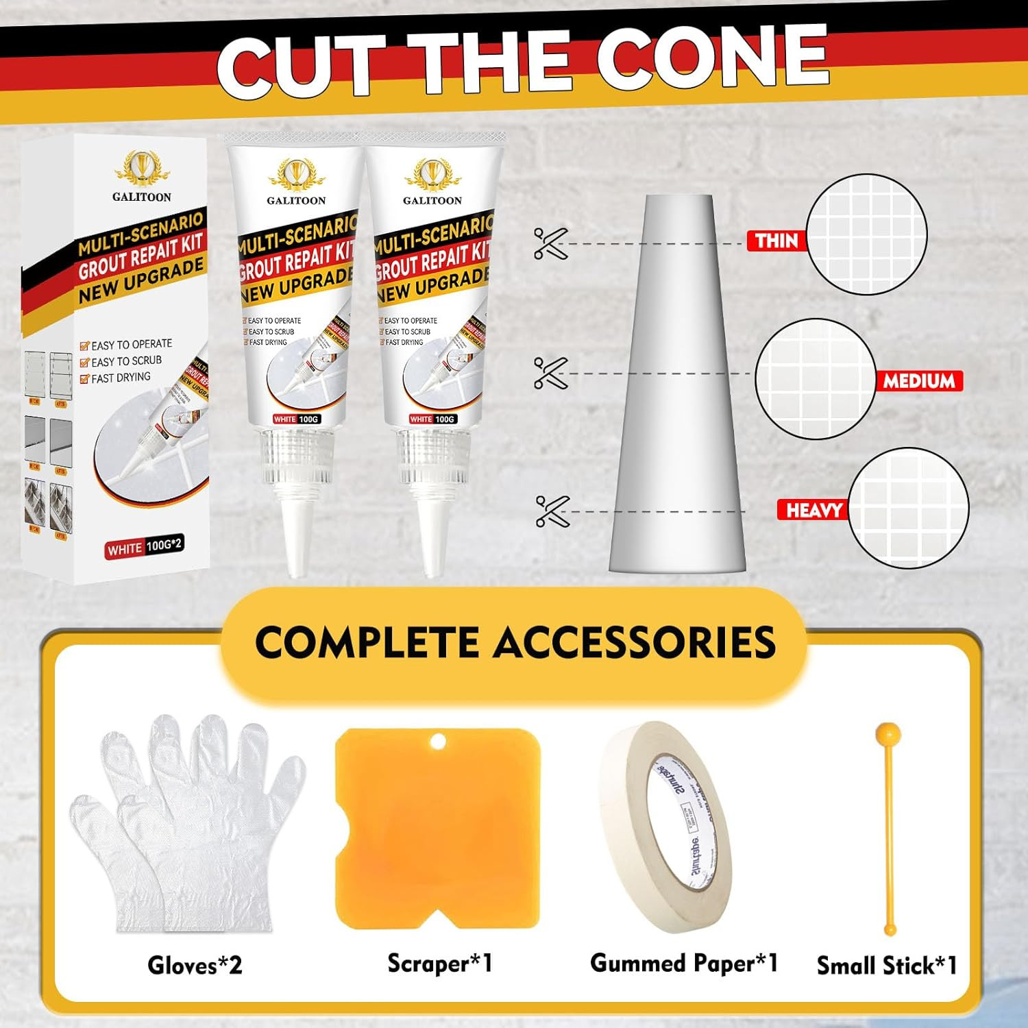 Tile Grout Repair Kit, 2 Pack Grout Filler, Fast Drying Tile Grout Paint, Grout