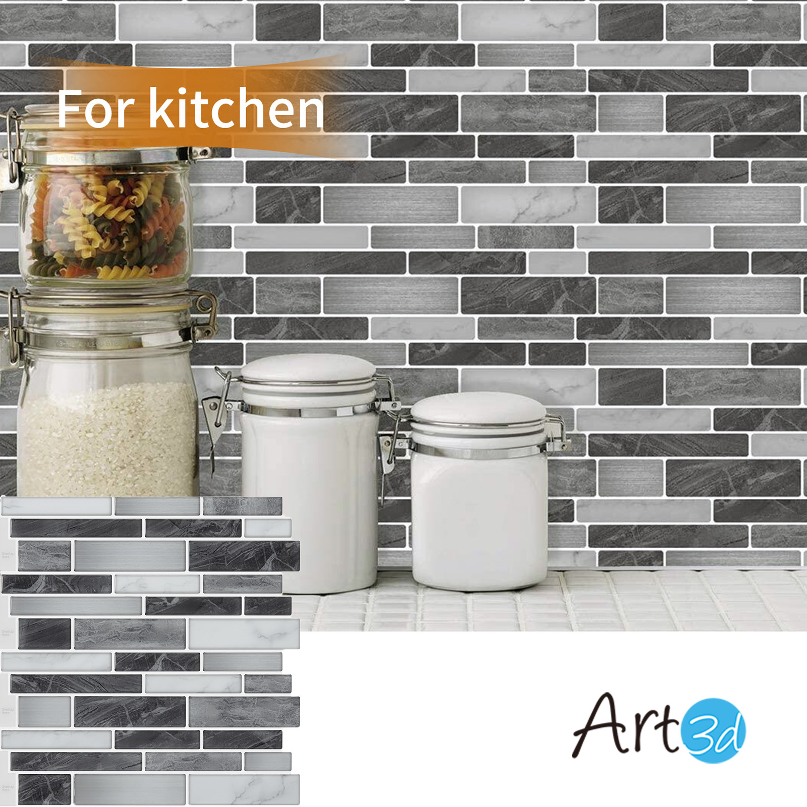 10 Pck 12×12 Peel and Stick Backsplash Kitchen Bathroom Mosaic Tiles Wall Decor