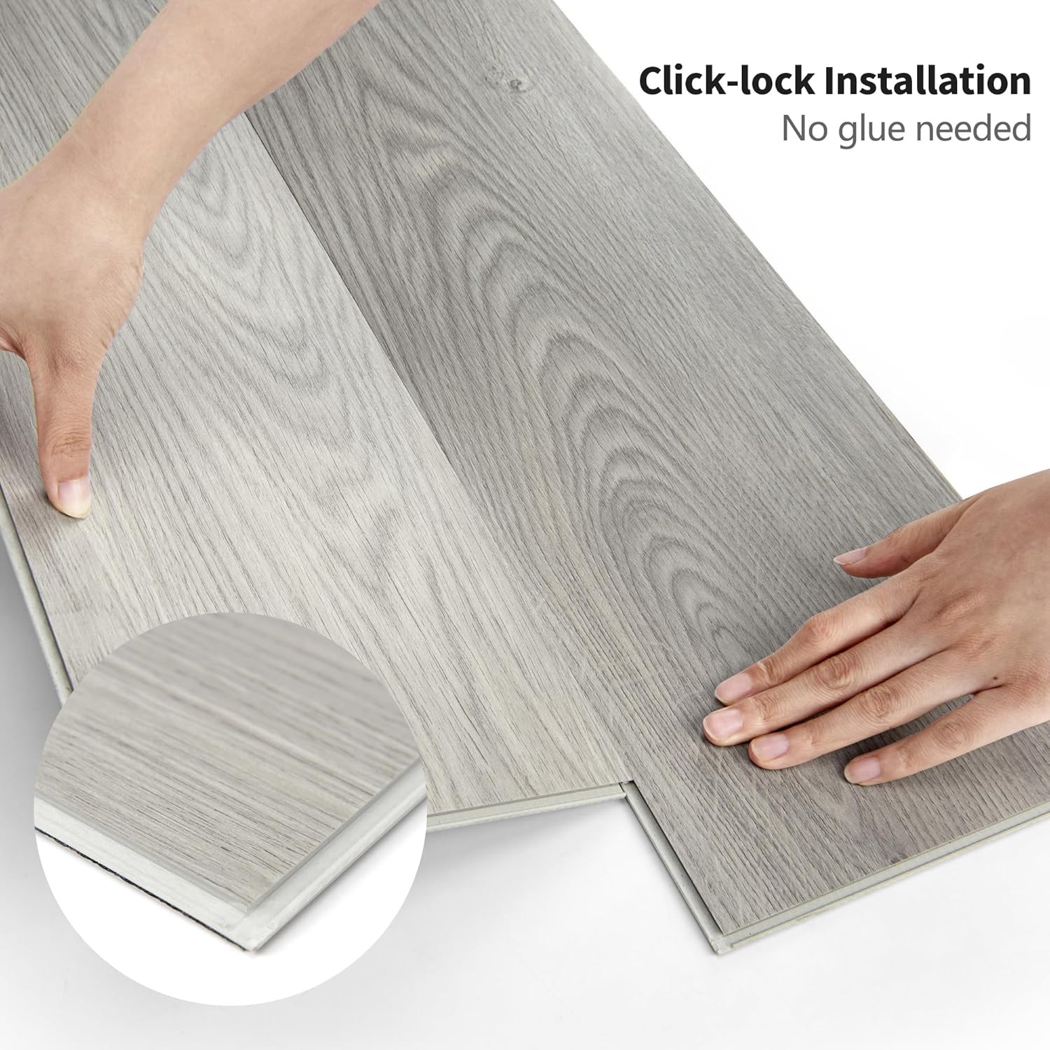 48″ X 7.2″ SPC Click-Lock Floating Floor Tiles (24 Sq. Ft), 10-Pack Luxury Wood