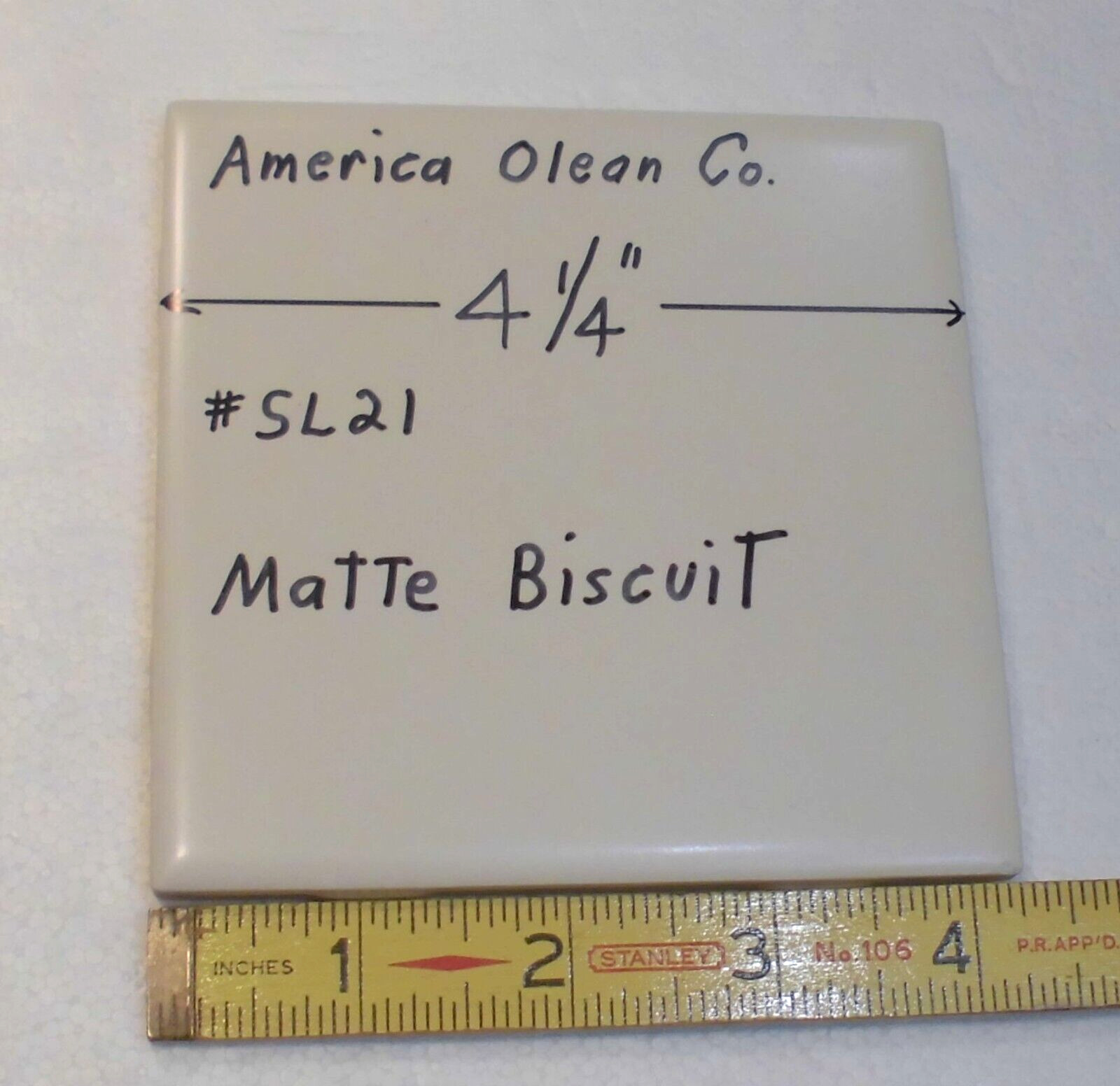1 pc. Matte Biscuit #SL21: Ceramic Tile by American Olean 1990’s “Starting Line”