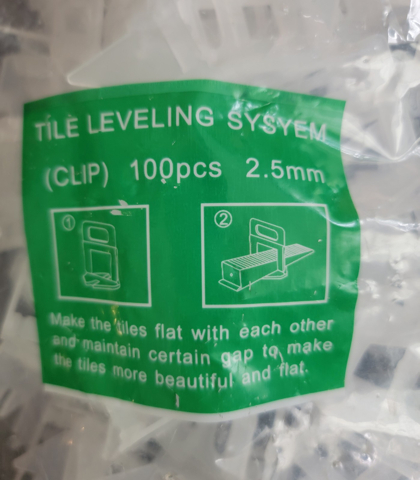 Tile Leveling System Clips (1/8″) 2.5mm Floor Wall Tile Leveler Clips 100 Pcs