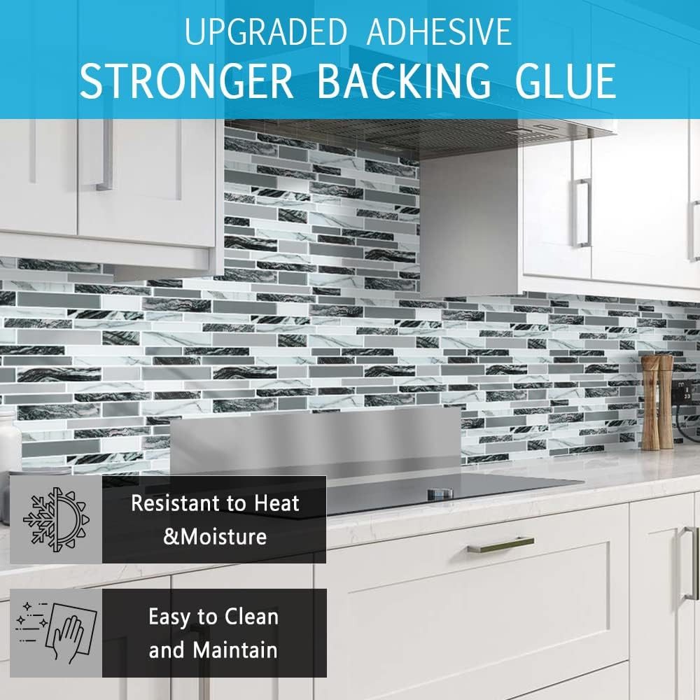 10-Sheet Peel and Stick Tile Backsplash,12 Inchesx12 Inches Premium Wall Sticker