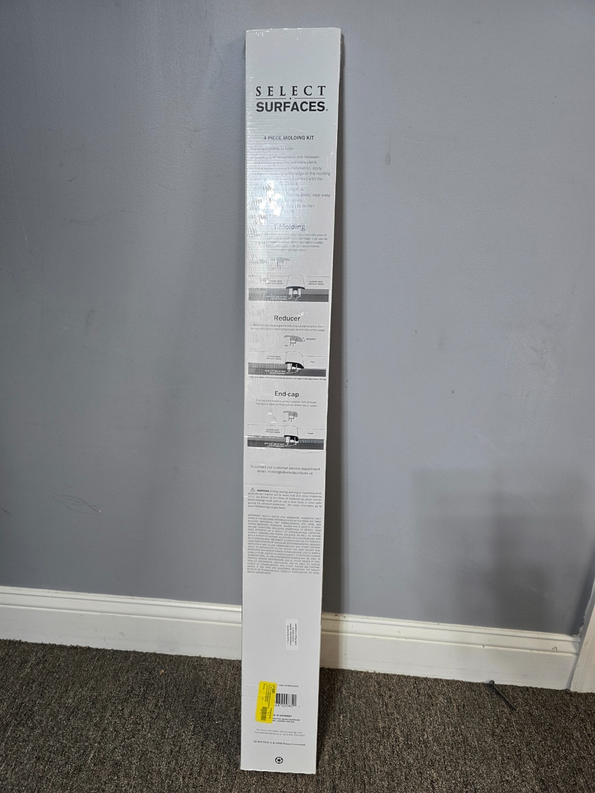 Select Surfaces Pearl Gray Molding Kit 3FT 8IN 10MM Thick Laminated Flooring