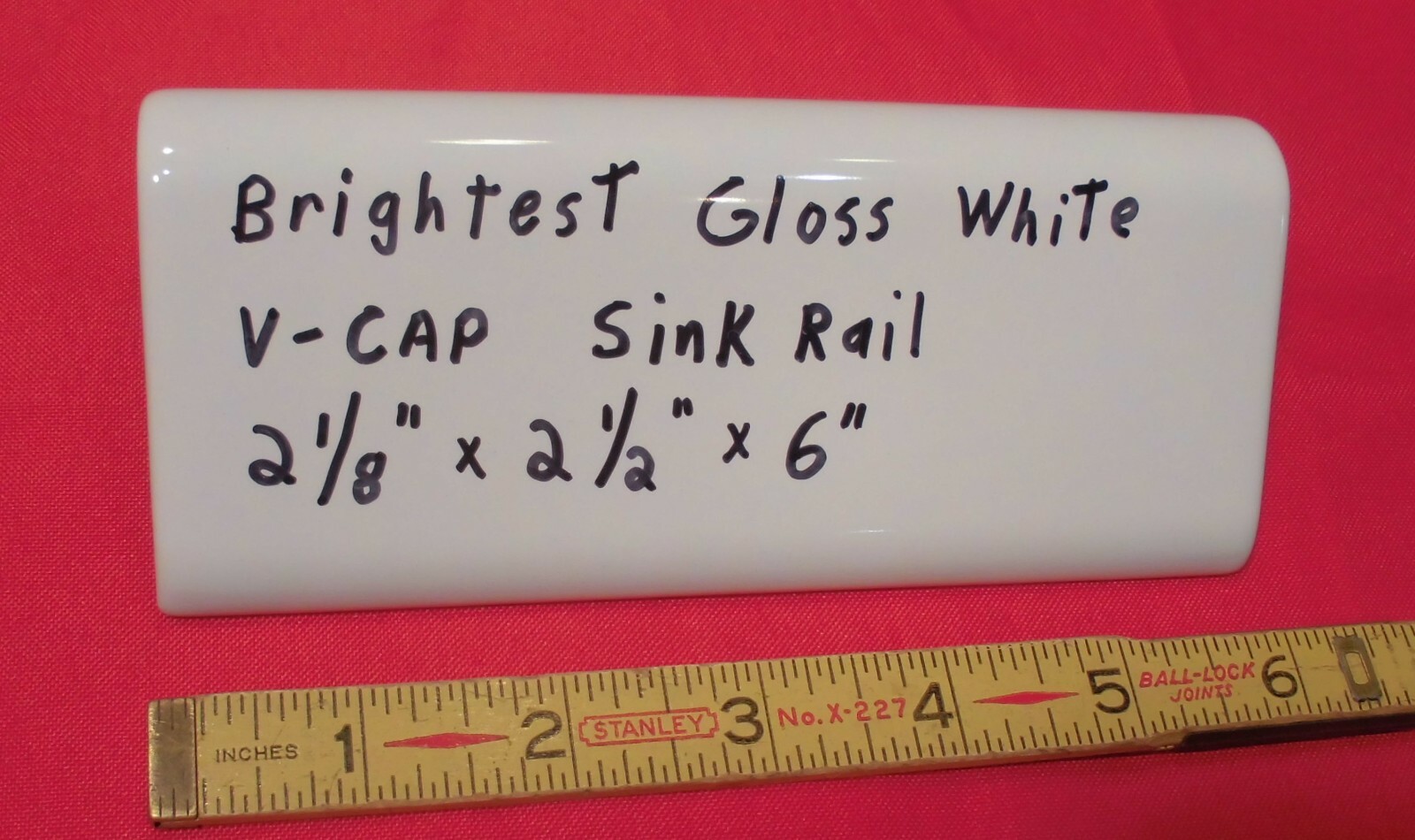 1 pc. “Brightest Gloss White” V Cap; Ceramic Trim Tile; Counter Top Edging: NEW