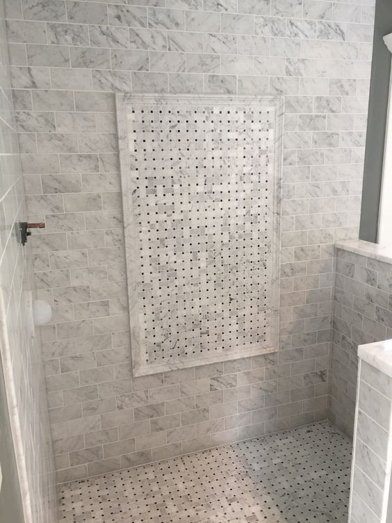 C651XH Carrara Venato Marble Basketweave Mosaic Tile Black Dots Honed 1×2