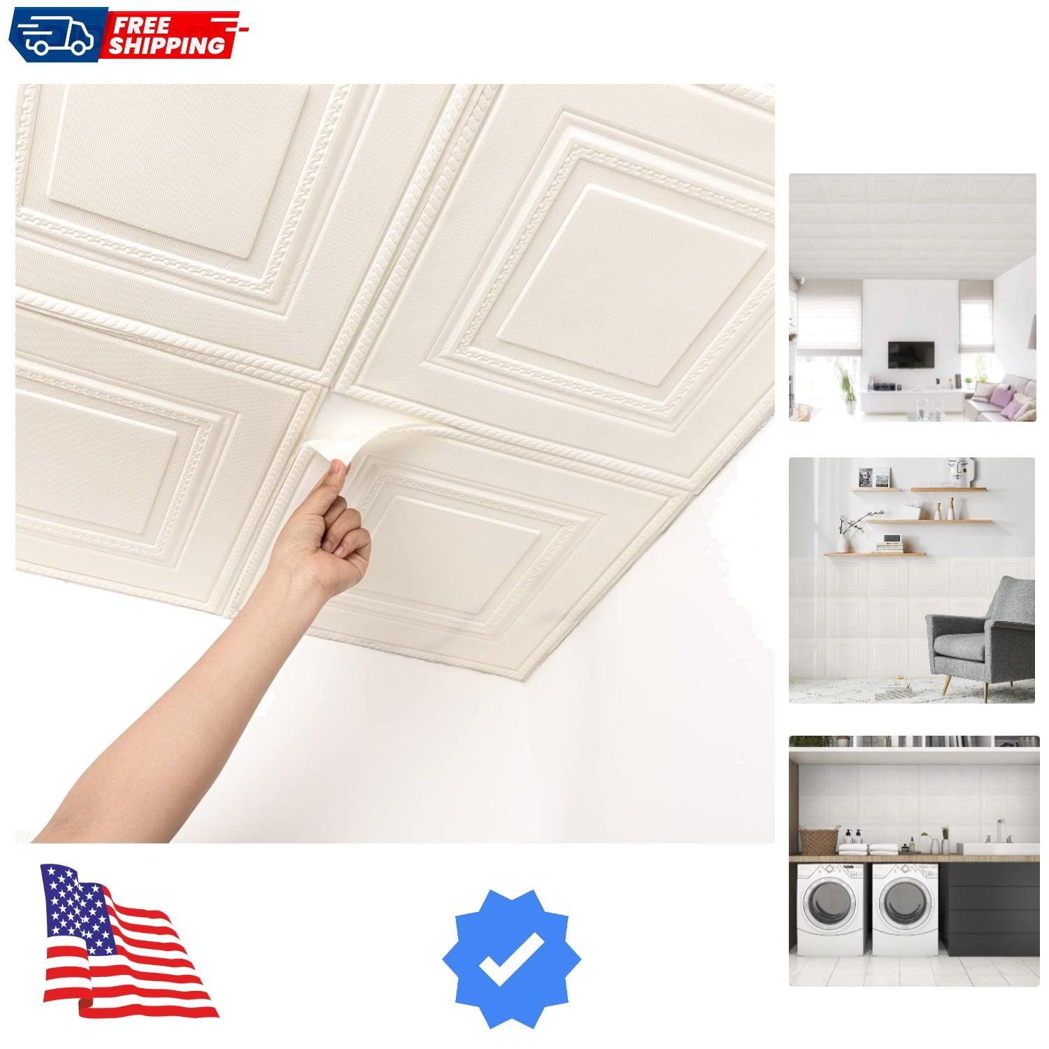 Ceiling Tiles, 16 Pack, Covered 21 Sq.Ft, Glue-up Ceil Tile Foam, Ceiling Til…