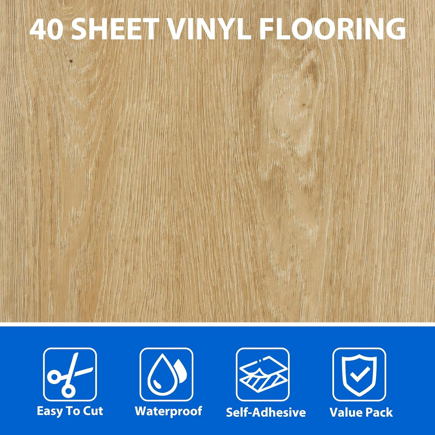 40 Sheet Vinyl Flooring 12X12 Peel and Stick Floor Tile Waterproof Clearance Vin