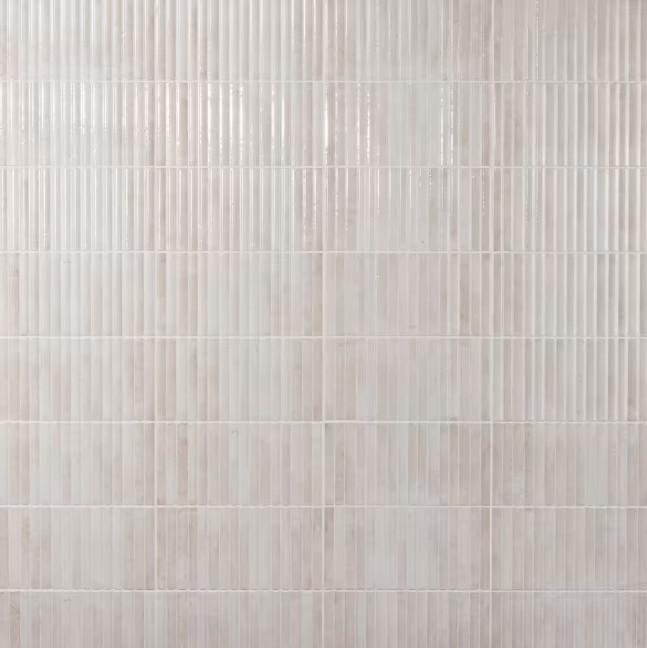 Mawr White 5.9 in. x 11.81 in. Polished Fluted Ceramic Wall Tile Ivy Hill Sheet