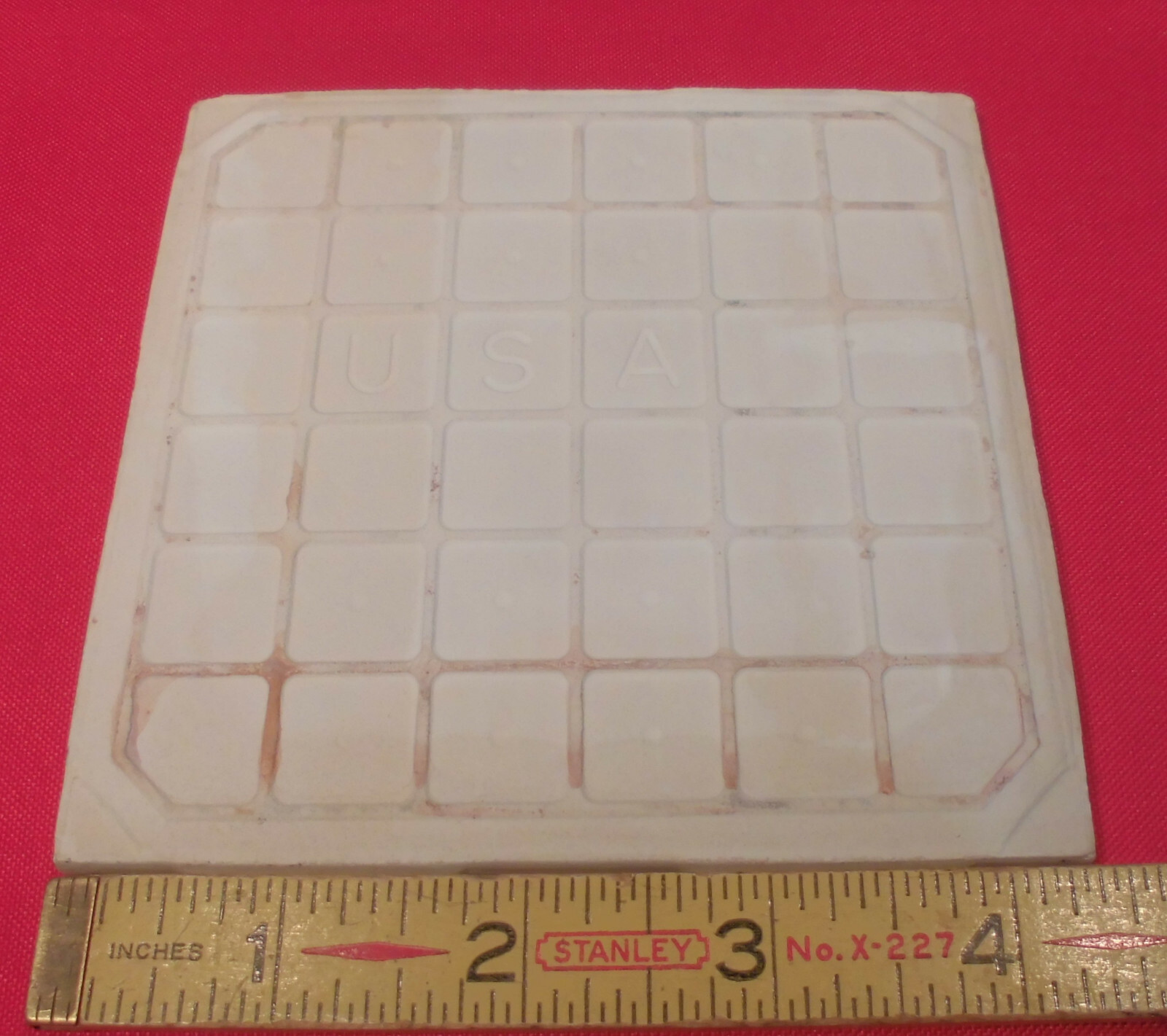 1 pc. 4-3/8″ #1 Glossy White Ceramic Wall Tile by florida tile Co. New Old Stock