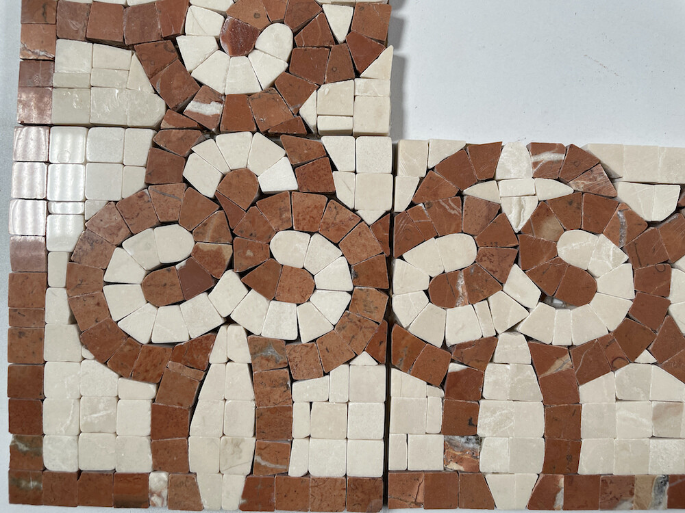 B0012CP Marble Mosaic Border Bathroom Decorative Tile Posy Rojo 4×4 Polished