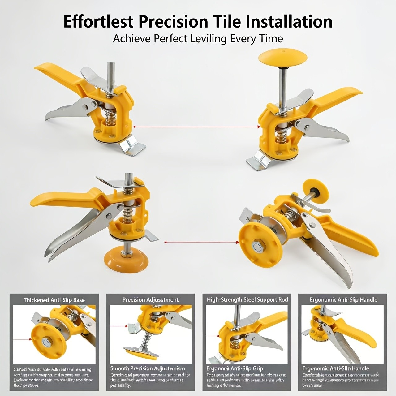 6-Piece Multifunctional Tile Leveling System—Height-Adjustable Lifting Tool