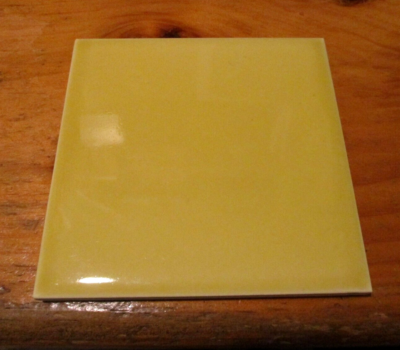 Mosaic USA 4-3/8″ Sq. Gloss Dark Mustard Yellow 1 Ceramic Wall Tile 1950 MCM Vtg