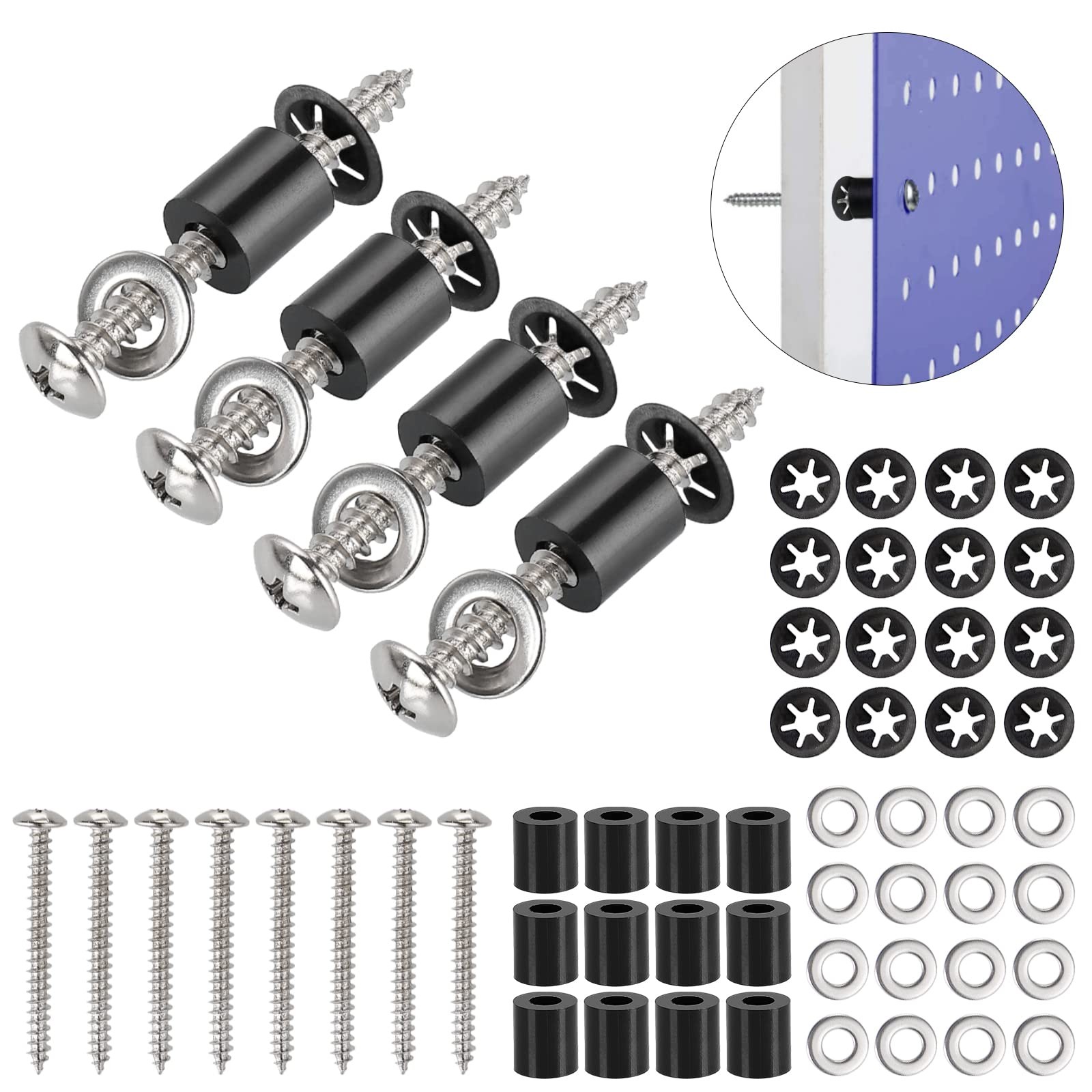 HanTof 43 Set (172Pcs) Pegboard Mounting spacers and Screws Kit, Peg One Size