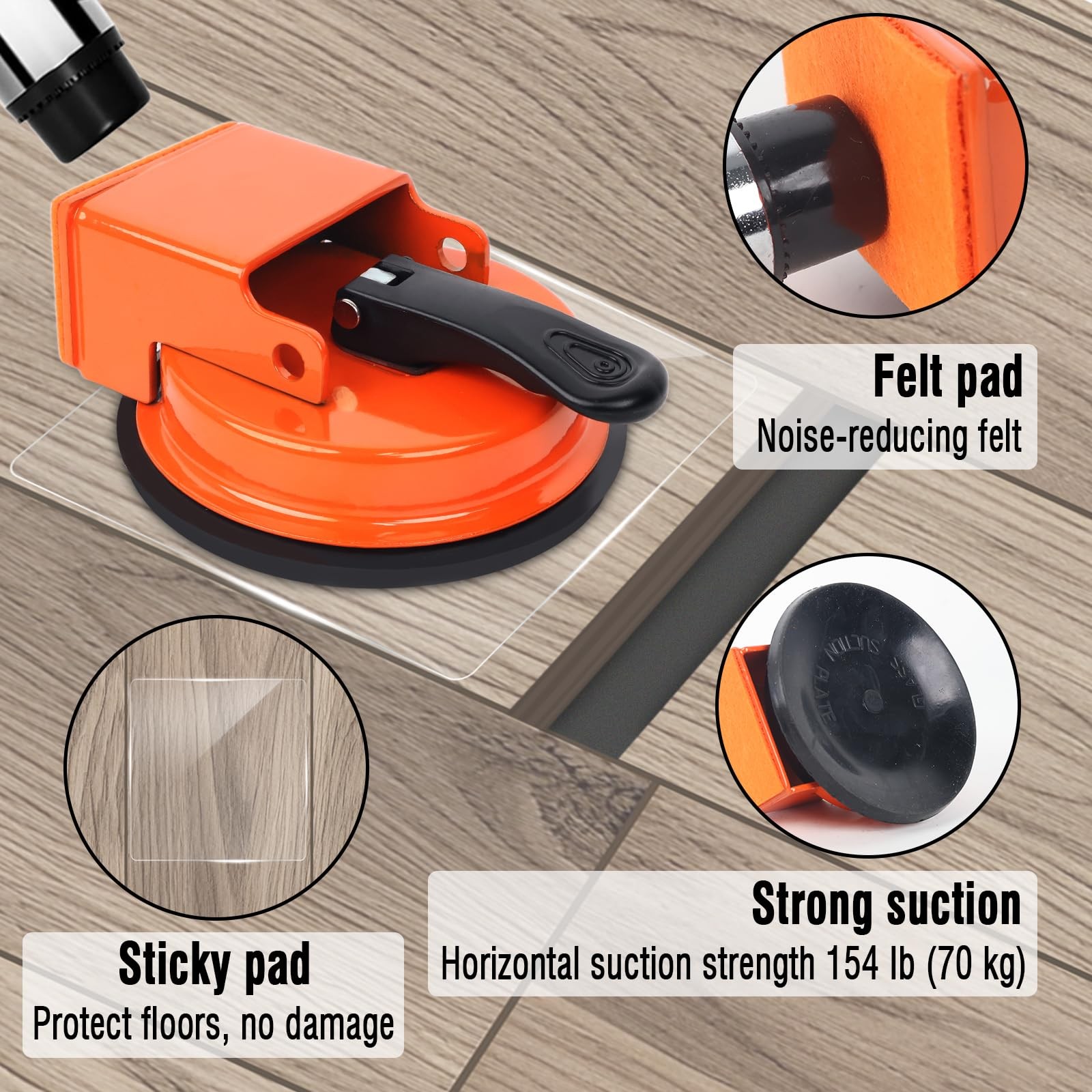 Heavy Duty Floor Gap Fixer Tool with Sticky Pads& Spare Felt Pads, Floor Suct…