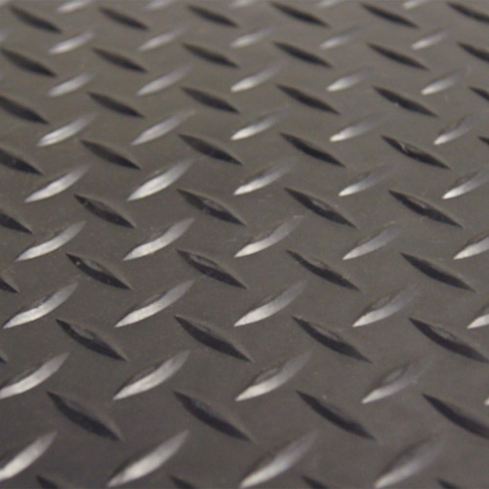 Diamond-Plate Rubber Flooring Roll (3mm x 4ft x 2ft) – Slip-Resistant Black Mat