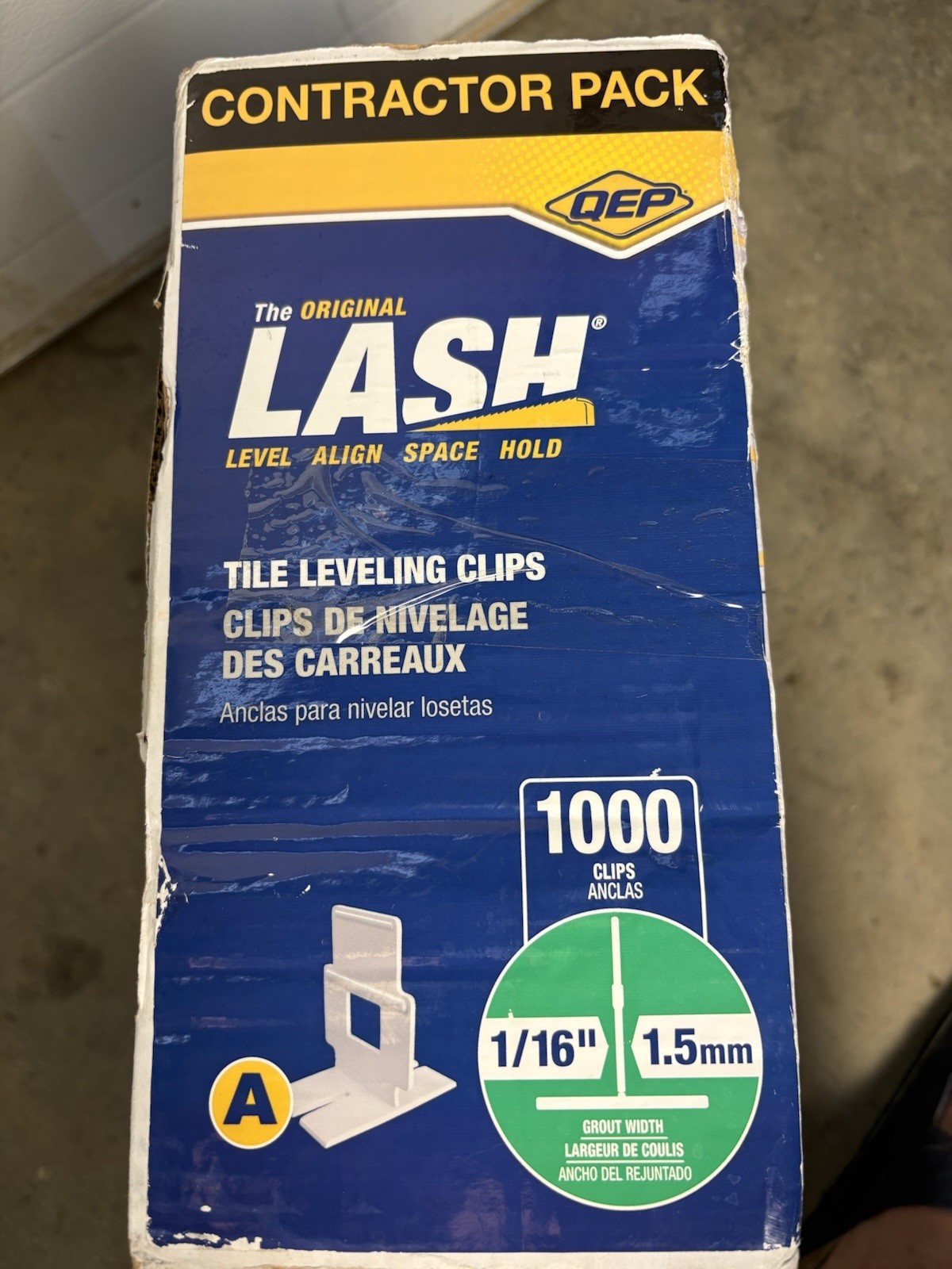 QEP LASH Tile Leveling System, Part A, Clips for 1/16″ Grout (1,000 Pack)
