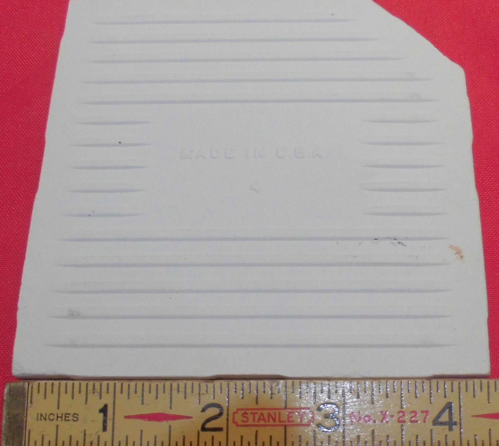 1 pc. *Bone* Clipped Ceramic Tile 4-1/4″ *Crystal Glazed* by Monarch Co. NOS