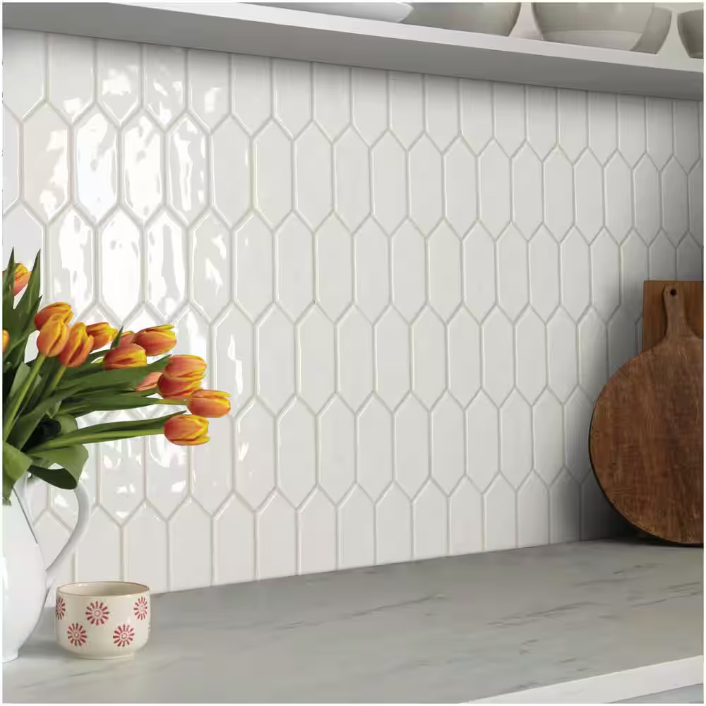 Luxecraft White 11 In. X 12 In. Glazed Ceramic Picket Mosaic Tile (8.76 Sq. Ft./