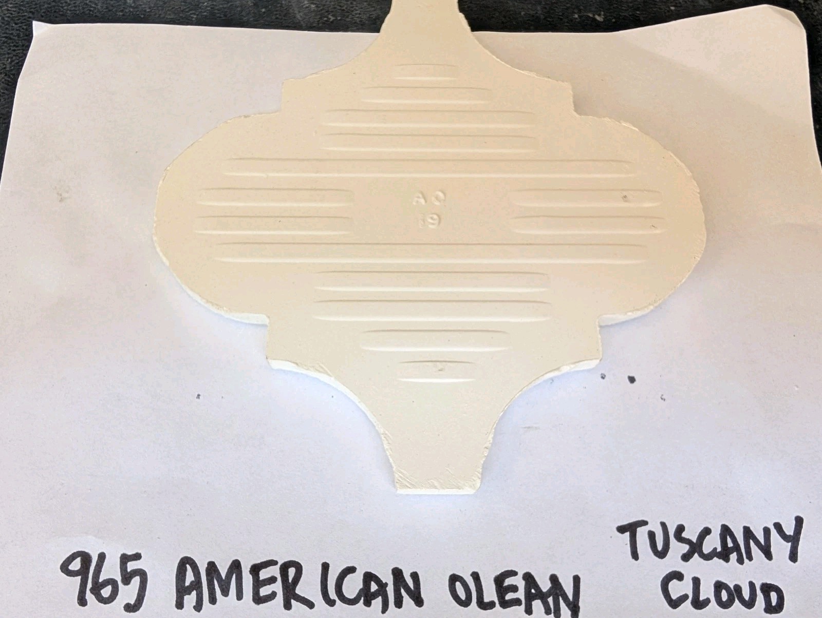 2 pcs Tuscany Cloud #965 American Olean Bumpy White Arabesque Valencia USA 1980s