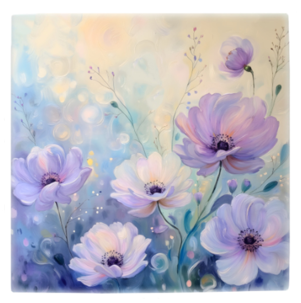 Floral Ceramic Tile 3 sizes Purple Flowers 12 Printed in US