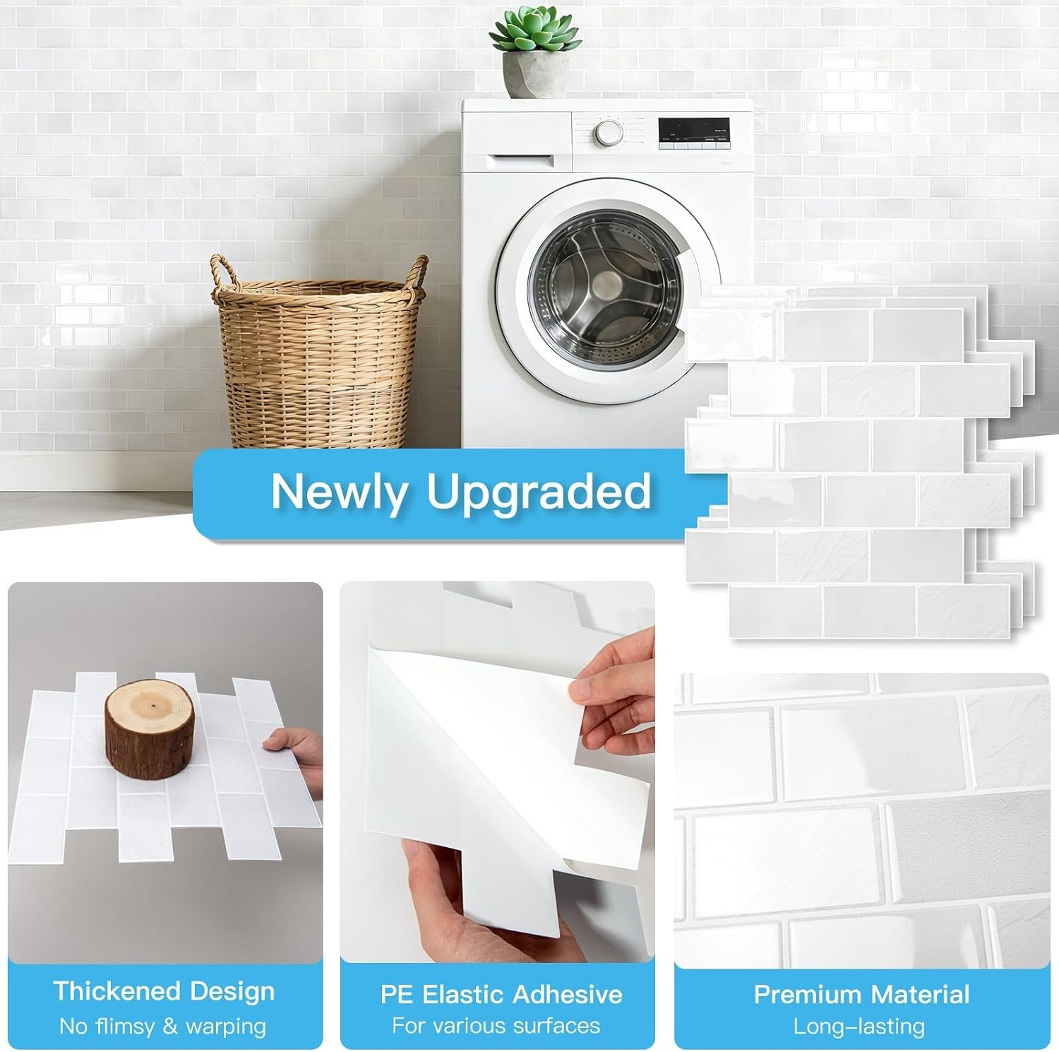 Waterproof White Marble Peel and Stick Tiles – 10 Pack
