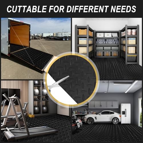 4x8FT Garage Floor Mat, 2.8mm Thickened Flooring Roll for Under 4*8FT Black