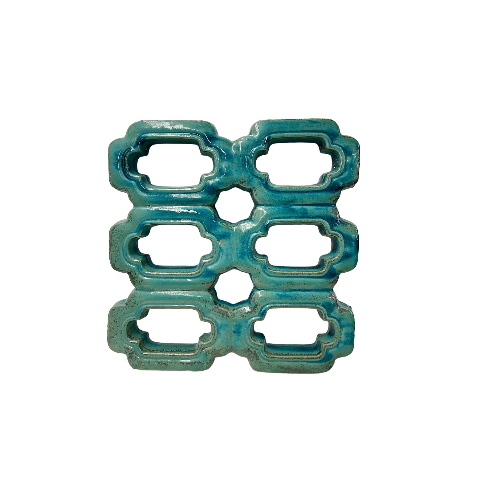 Chinese Rectangular Open Turquoise Mix Glaze Wall Floor Clay Tile GB224