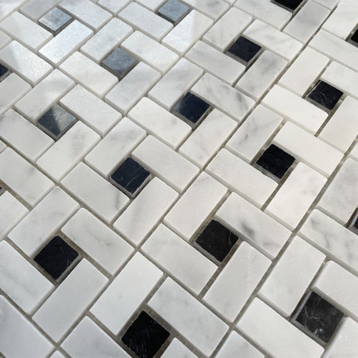 15 Sheet LOT Carrara White Marble Pinwheel Mosaic Tile Honed 11.9″x11.9″x3/8″ ea