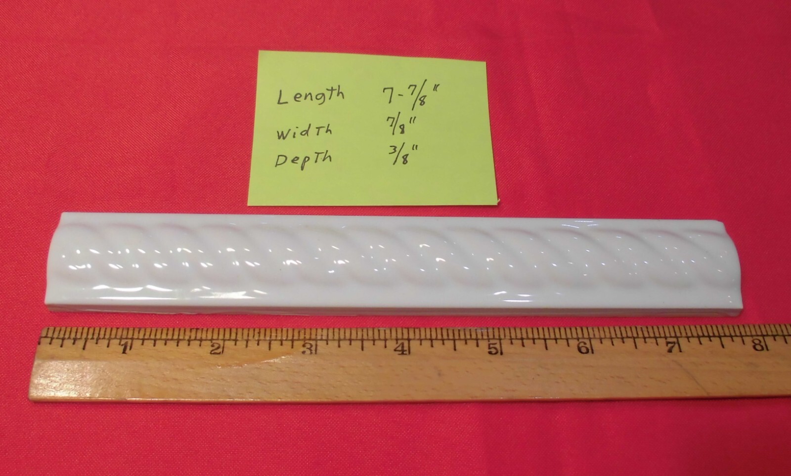 1 pc. Brilliant White: Glossy Ceramic Tile: Liner – Sizzle: 7-7/8″ X 7/8″ Rope