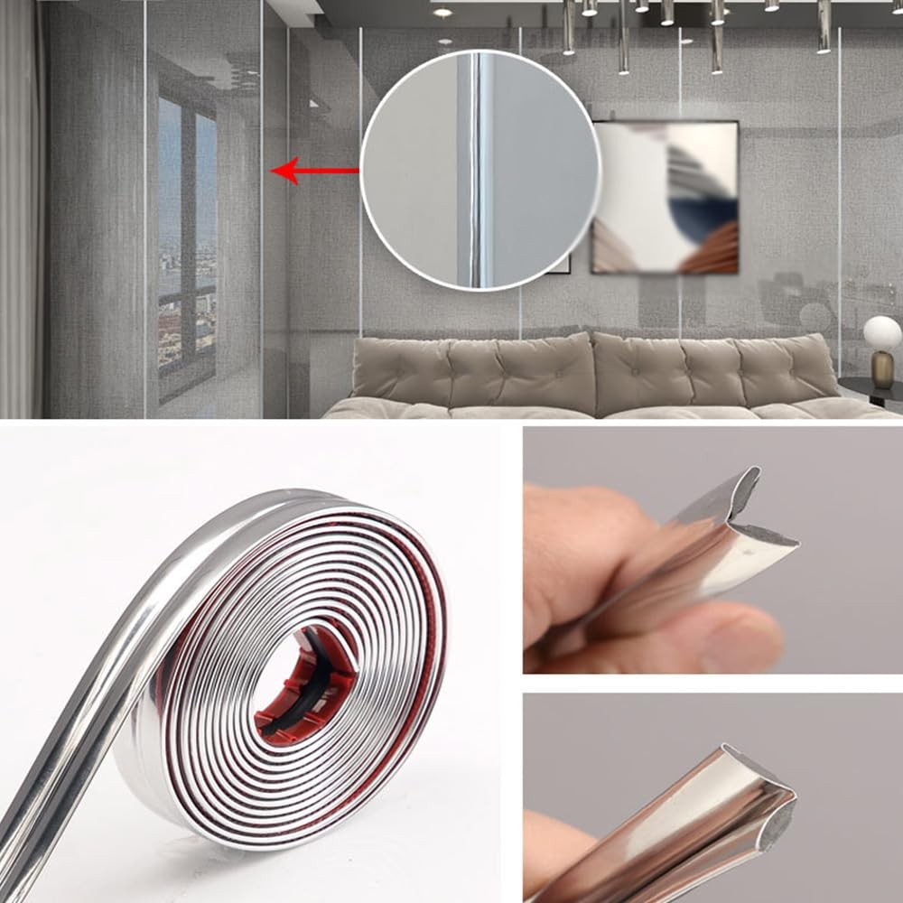 Flexible Inside & Outside Corner Trim Molding 33ft x 0.8in Peel and Stick Mol…