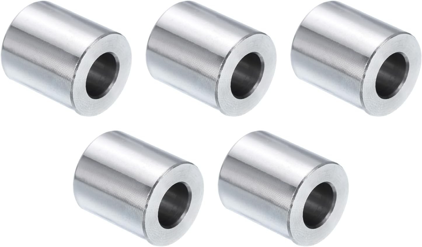 uxcell 5pcs Stainless Steel Spacer 3/8″ Bore x 3/4″ x 3/4″, Silver tone