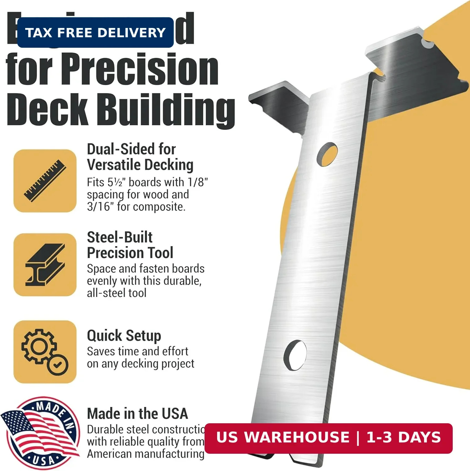 Steel Deck Spacing and Fastening Tool 3 Pack for Use with 5-1/2 Inch Deck Boards