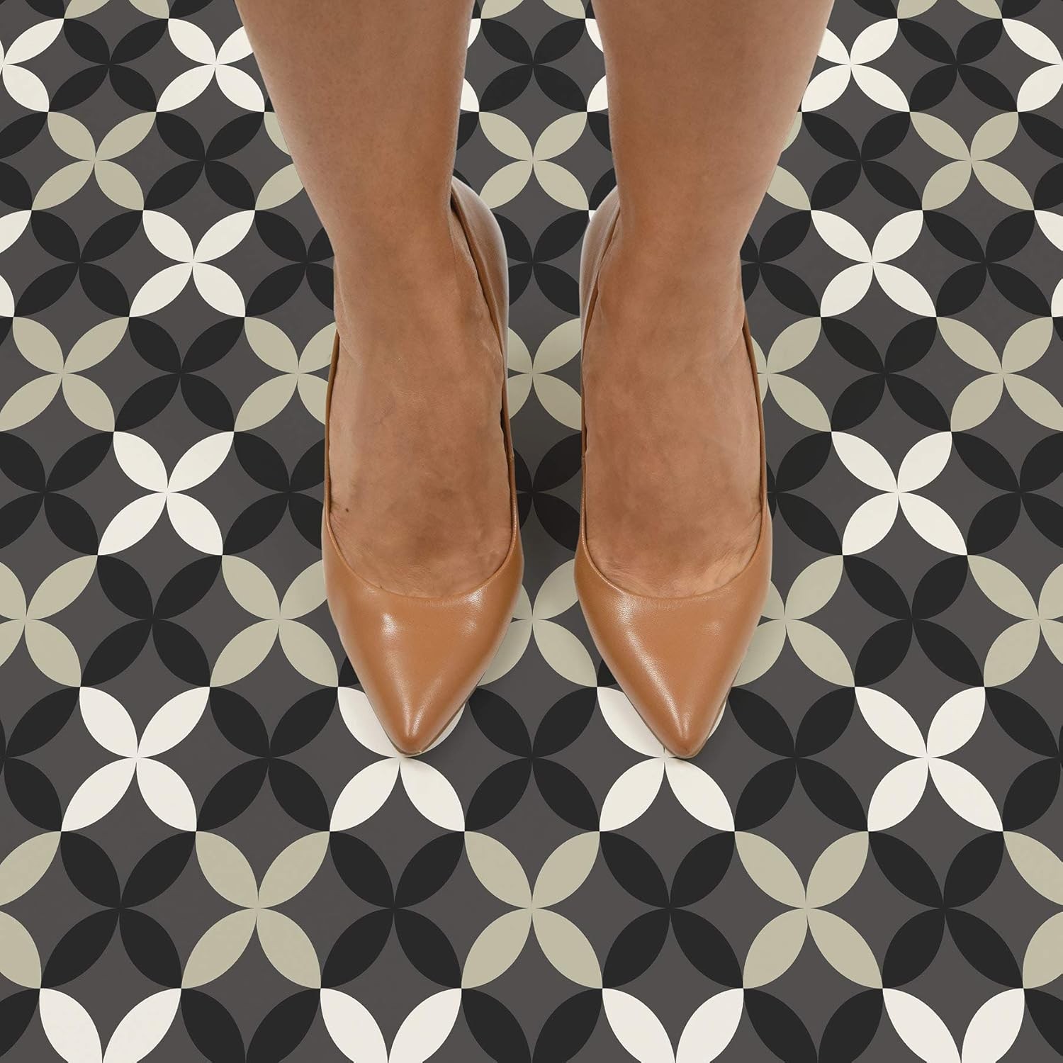 FloorPops FP3367 Arbor Peel & Stick Floor Tiles, 12″L x 12″W x 0.06″T, Black