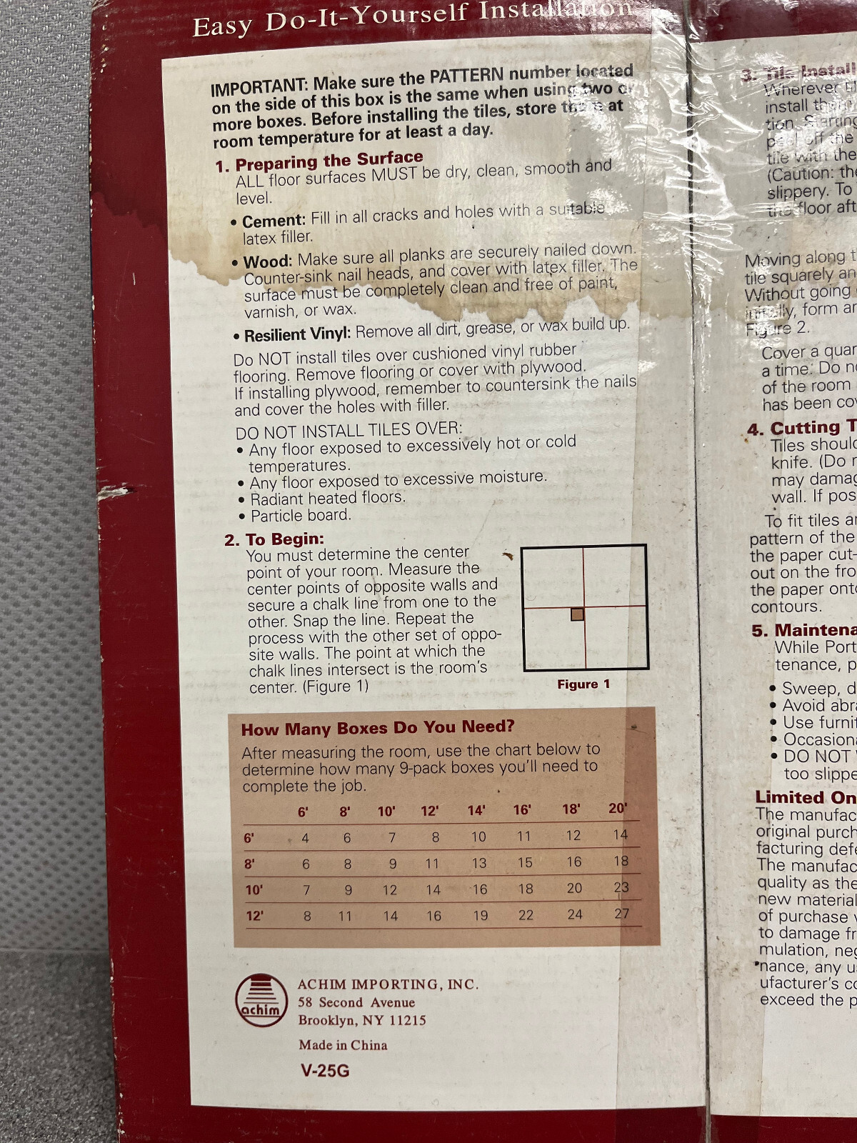 Achim Self Adhesive Vinyl Floor Tiles, 12in. x 12in., 9pk, 9 Square Feet