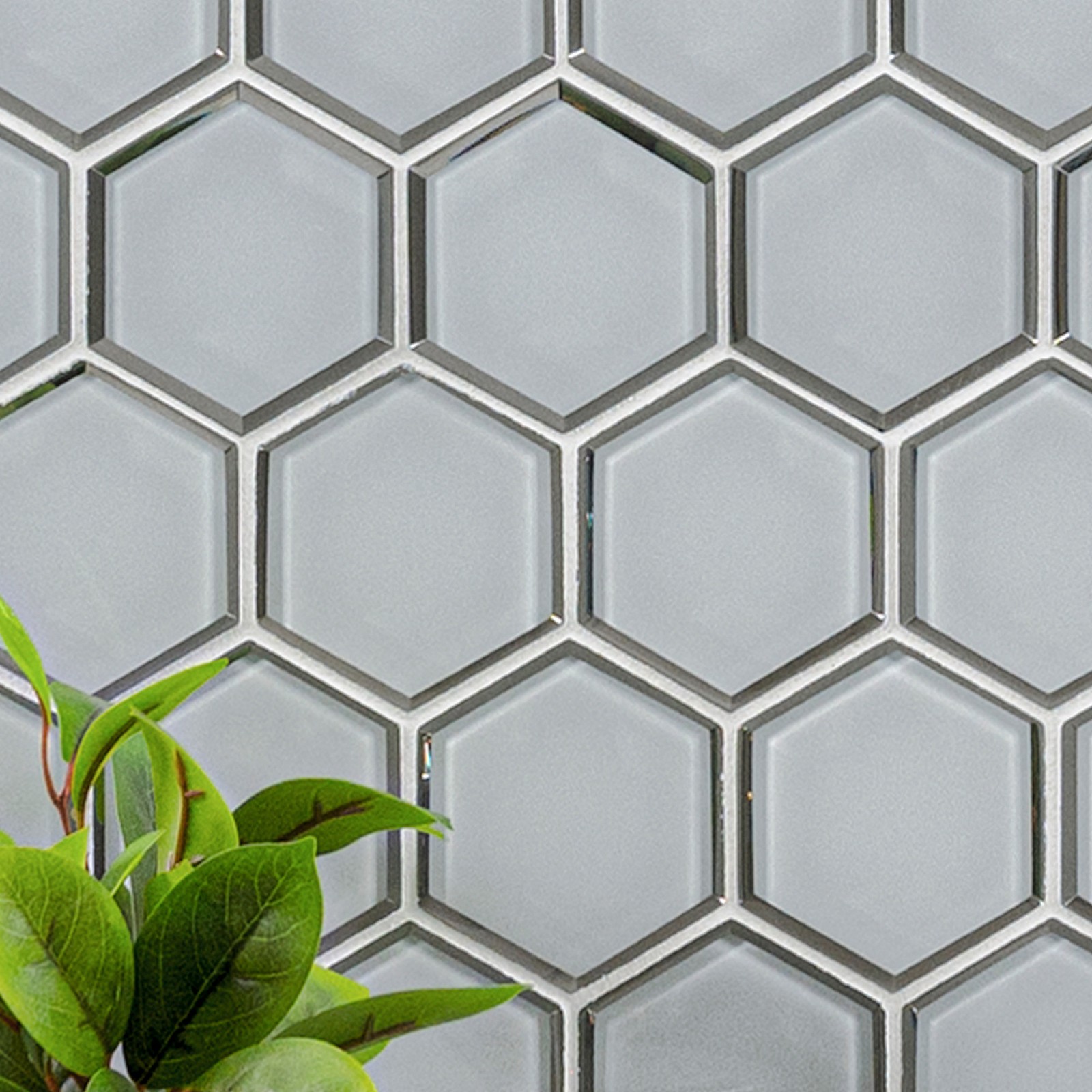 Ackland AKM-G-RI3X3BHX-CA Rivella – 11″ x 12″ Glass Geometric – Sage Edge