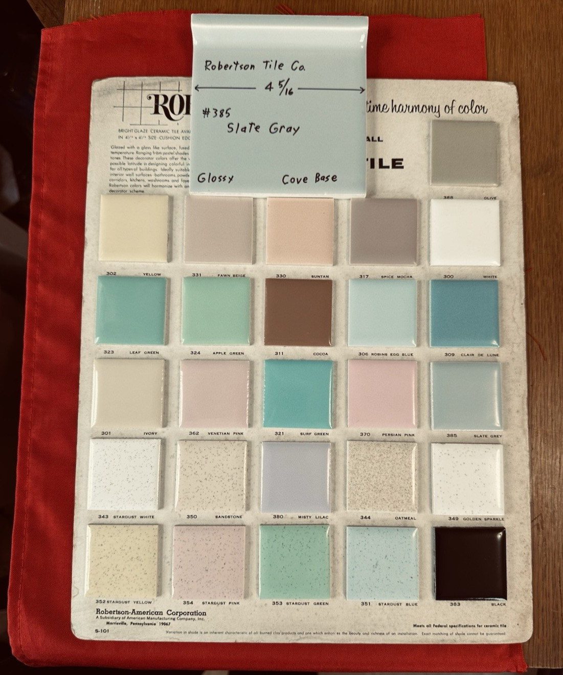 1 pc. Slate Gray: 4-5/16″ Glossy Ceramic Cove-Base Tile by Robertson Co. #385