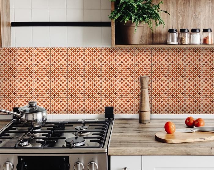 HomeRoots 399997 6 x 6 in. Terra Cotta Red Tango Peel & Stick Tiles