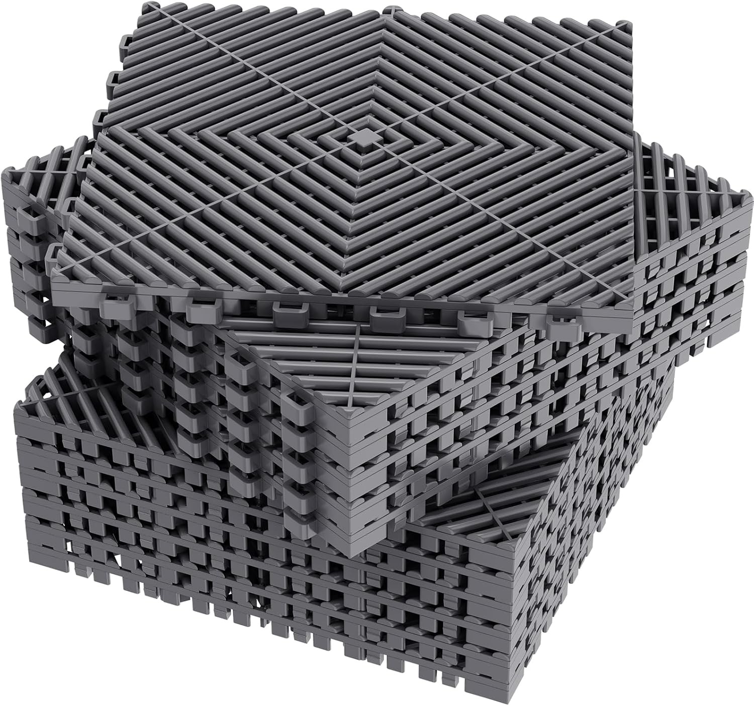 20/25/34 Pack Interlocking Garage Floor Tiles Vented Water Drainage 15.7″x15.7″
