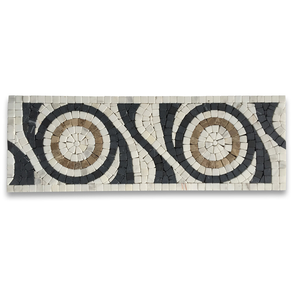 B0013T Marble Mosaic Border Listello Accent Tile Ripple White 5.1×15 Tumbled