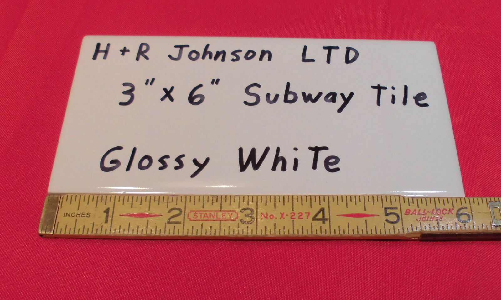 1 pc. Vintage *White* Subway Glossy Ceramic Tile 3″ X 6″ X 3/16″ H R Johnson Co.