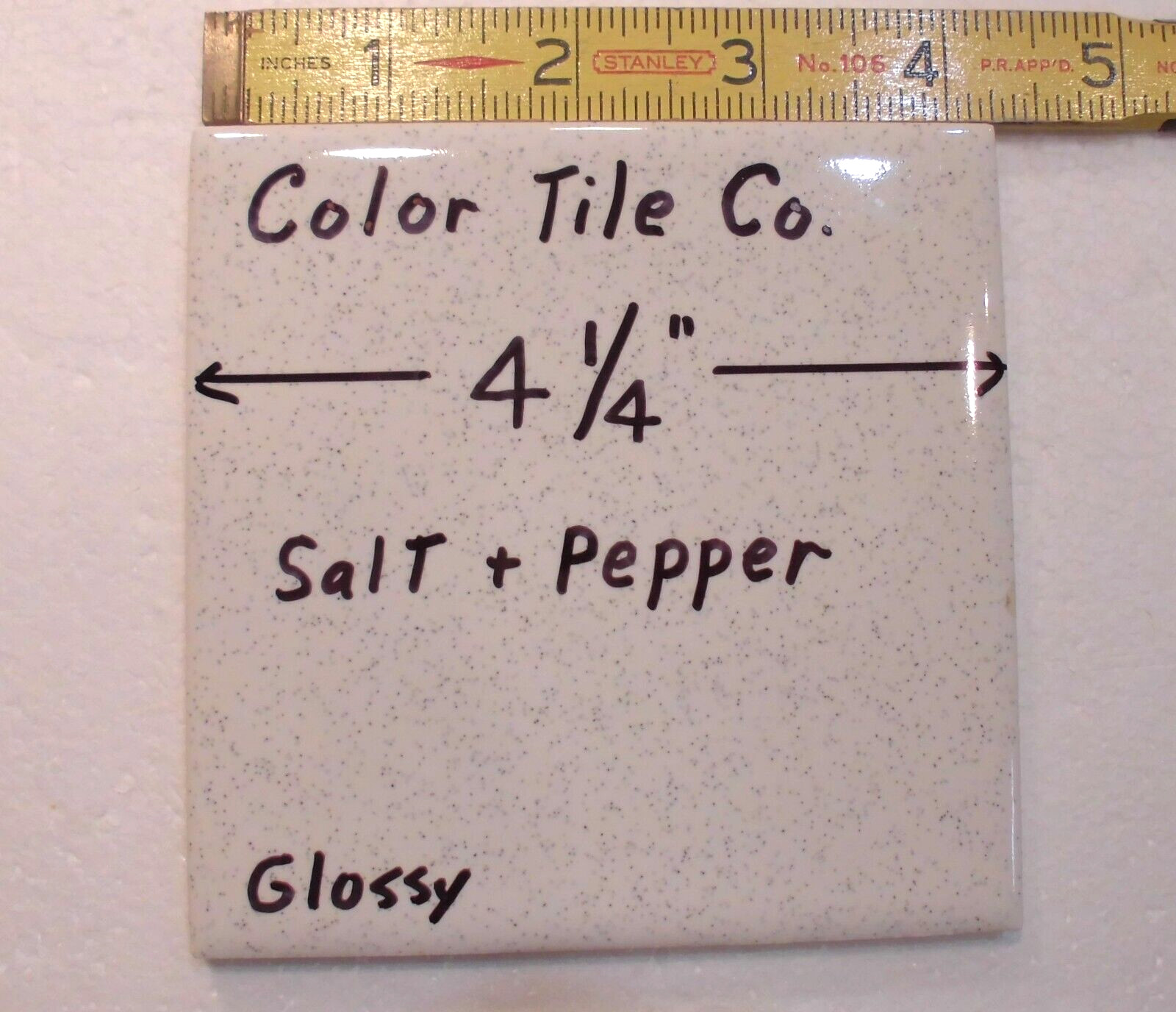 1 pc. Gold Dust: by Color Tile Co. 4-1/4″ Glossy Ceramic Tile: Made 1970’s-90’s