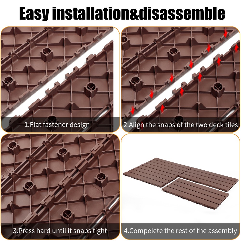 22 pieces of outdoor terrace deck tiles, DIY interlocking decking floor tiles