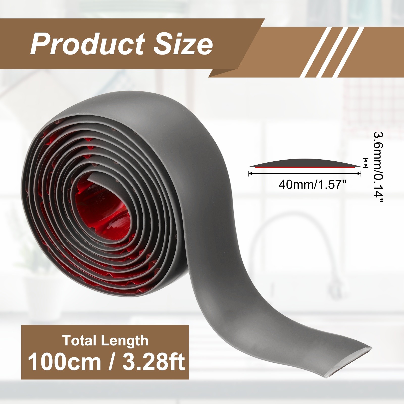Floor Transition Strips, 3.28 Ftx1.57″ PVC Edging Trim, Dark Gray