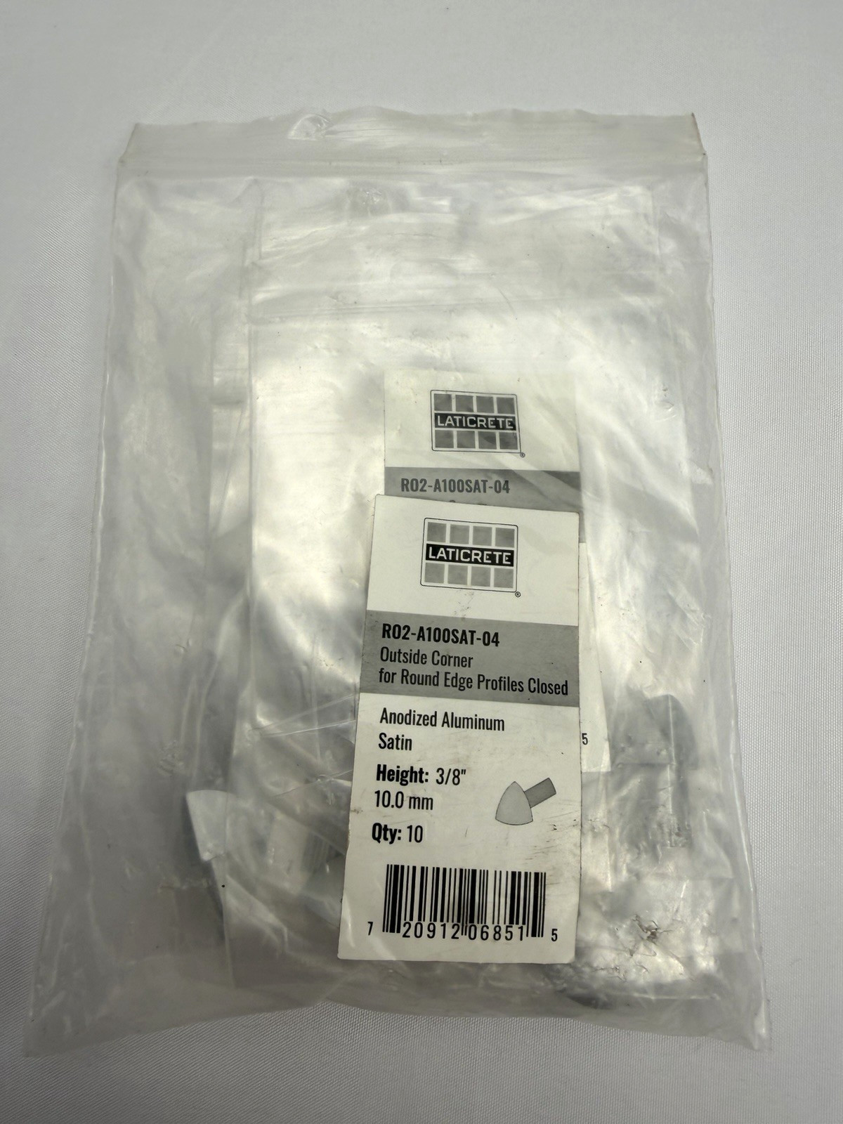 10pk Laticrete Round Edge 3/8″ Outside Corner Alumium Satin R02-A100SAT-04 New