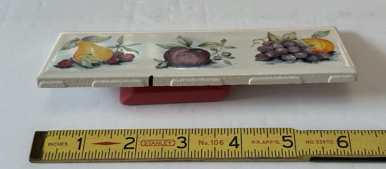 10 pieces: 2″ X 6″ Decorative Ceramic Listello Tile, Country Fruit, made USA