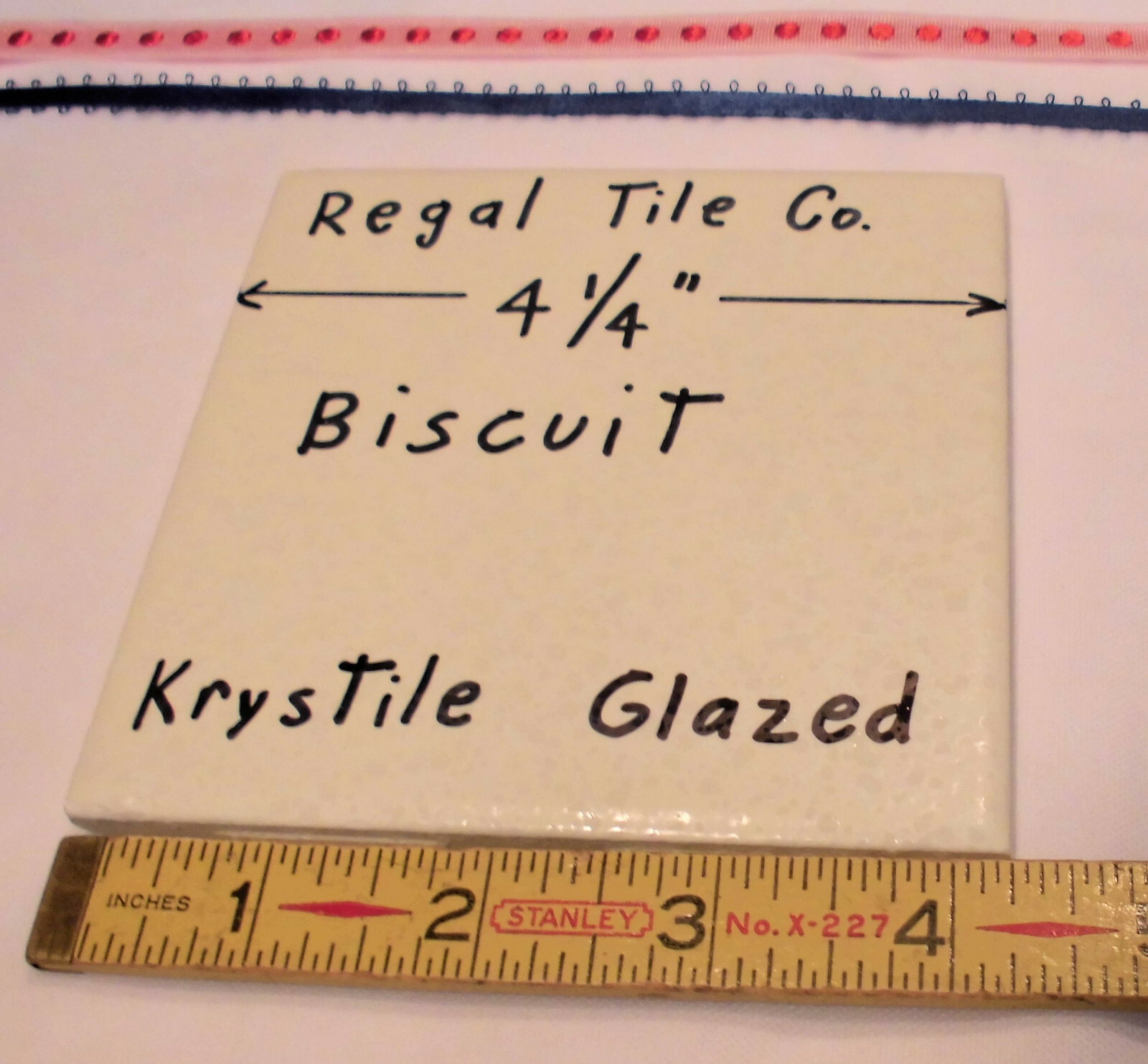 1 pc. Ceramic Tile *Biscuit* Krystile Glazed 4-1/4″ by Regal Co. Crystal NEW